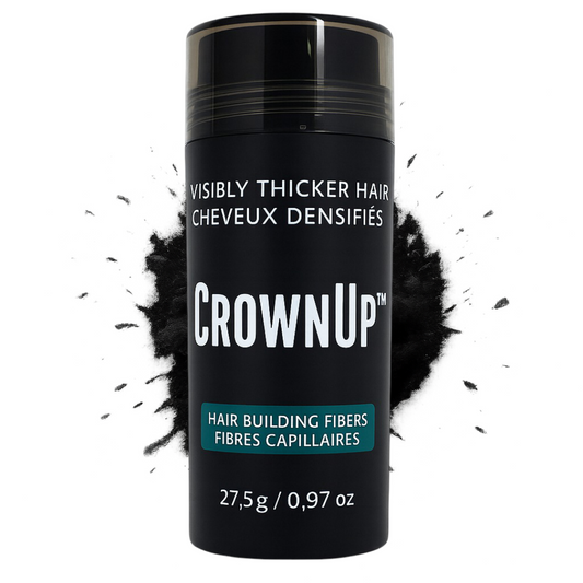 CrownUP Hair Building Fibers – Black 27.5g (Keratin Hair Thickener)