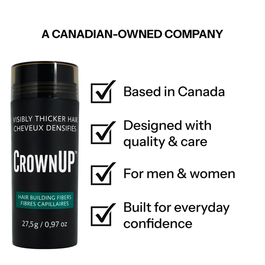 CrownUP Hair Building Fibers – Black 27.5g (Keratin Hair Thickener)