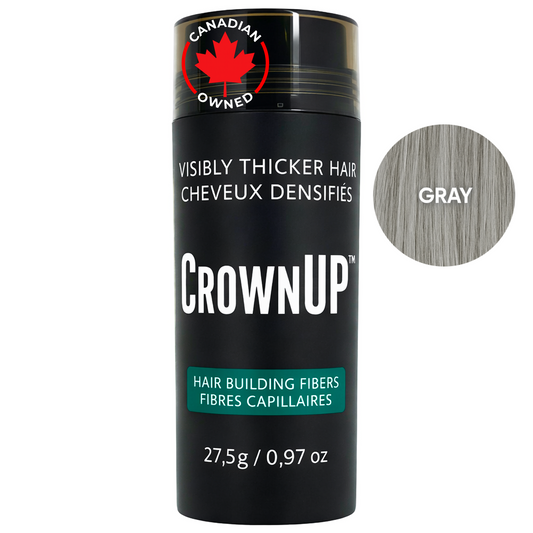 CrownUP Hair Building Fibers – Gray 27.5g (Keratin Hair Thickener)