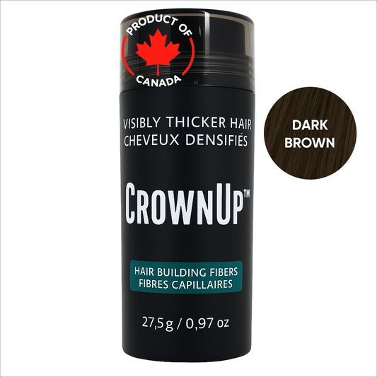 CrownUP Hair Building Fibers – Dark Brown 27.5g (Keratin Hair Thickener)