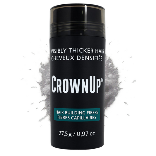 CrownUP Hair Building Fibers – Gray 27.5g (Keratin Hair Thickener)