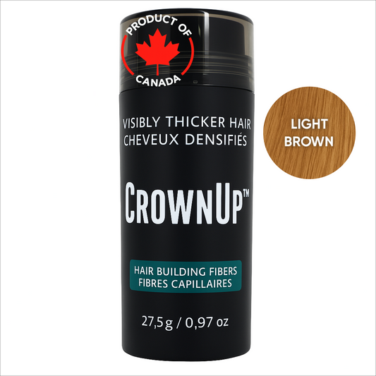 CrownUP Hair Building Fibers – Light Brown 27.5g (Keratin Hair Thickener)