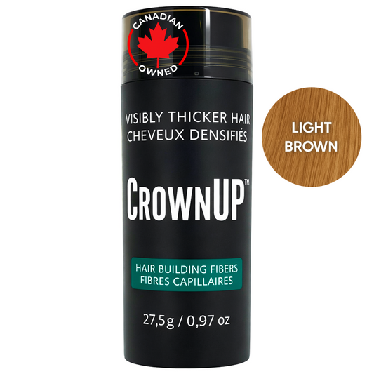 CrownUP Hair Building Fibers – Light Brown 27.5g (Keratin Hair Thickener)
