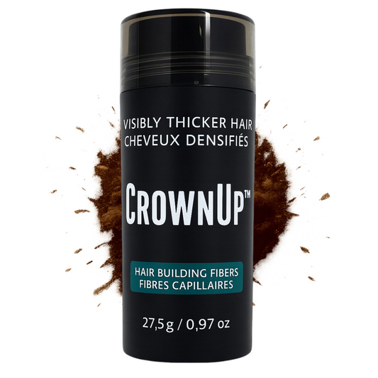 CrownUP Hair Building Fibers – Medium Brown 27.5g (Keratin Hair Thickener)