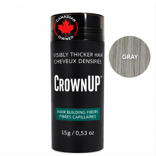 CrownUP Hair Building Fibers (Gray 15g) Keratin Hair Thickener