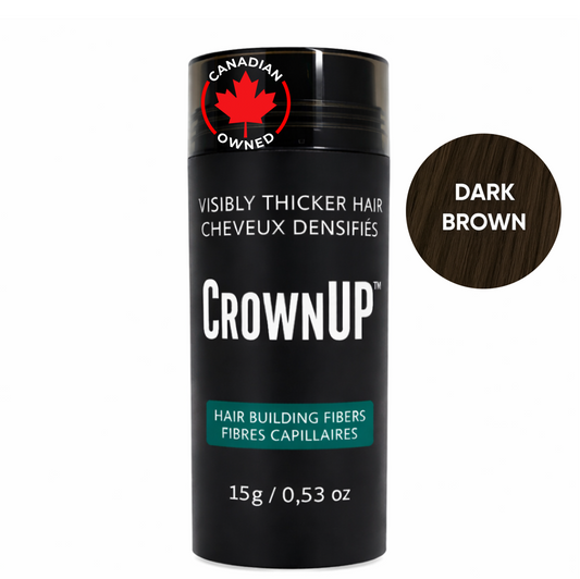 CrownUP Hair Building Fibers(Dark Brown 15g) Keratin Hair Thickener