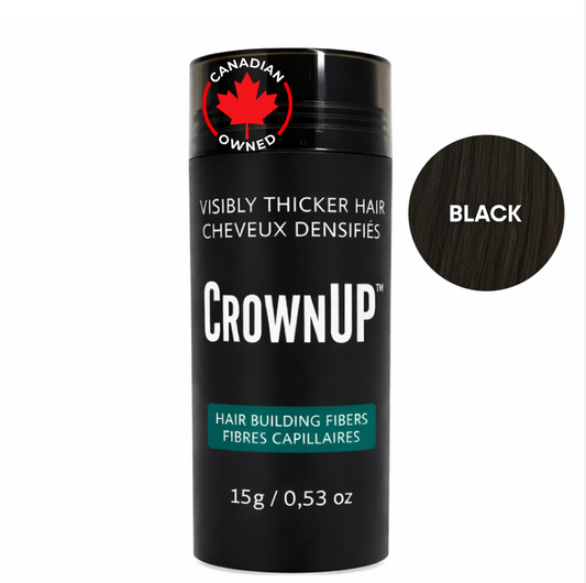 CrownUP Hair Building Fibers (Black 15g) Keratin Hair Thickener