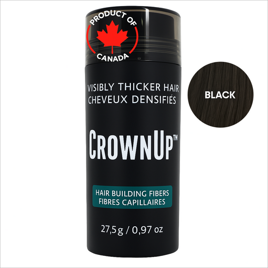 CrownUP Hair Building Fibers – Black 27.5g (Keratin Hair Thickener)