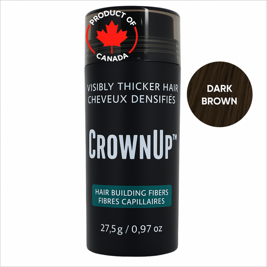CrownUP Hair Building Fibers – Dark Brown 27.5g (Keratin Hair Thickener)