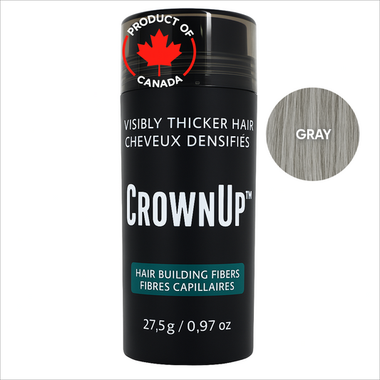 CrownUP Hair Building Fibers – Gray 27.5g (Keratin Hair Thickener)