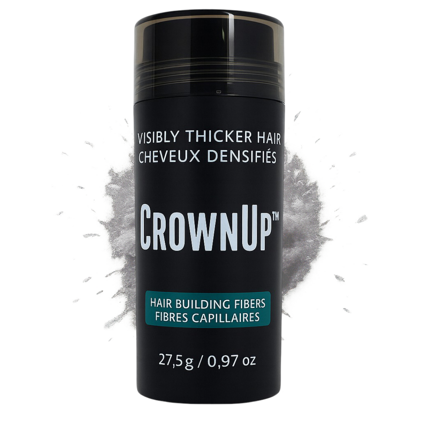 CrownUP Hair Building Fibers – Gray 27.5g (Keratin Hair Thickener)