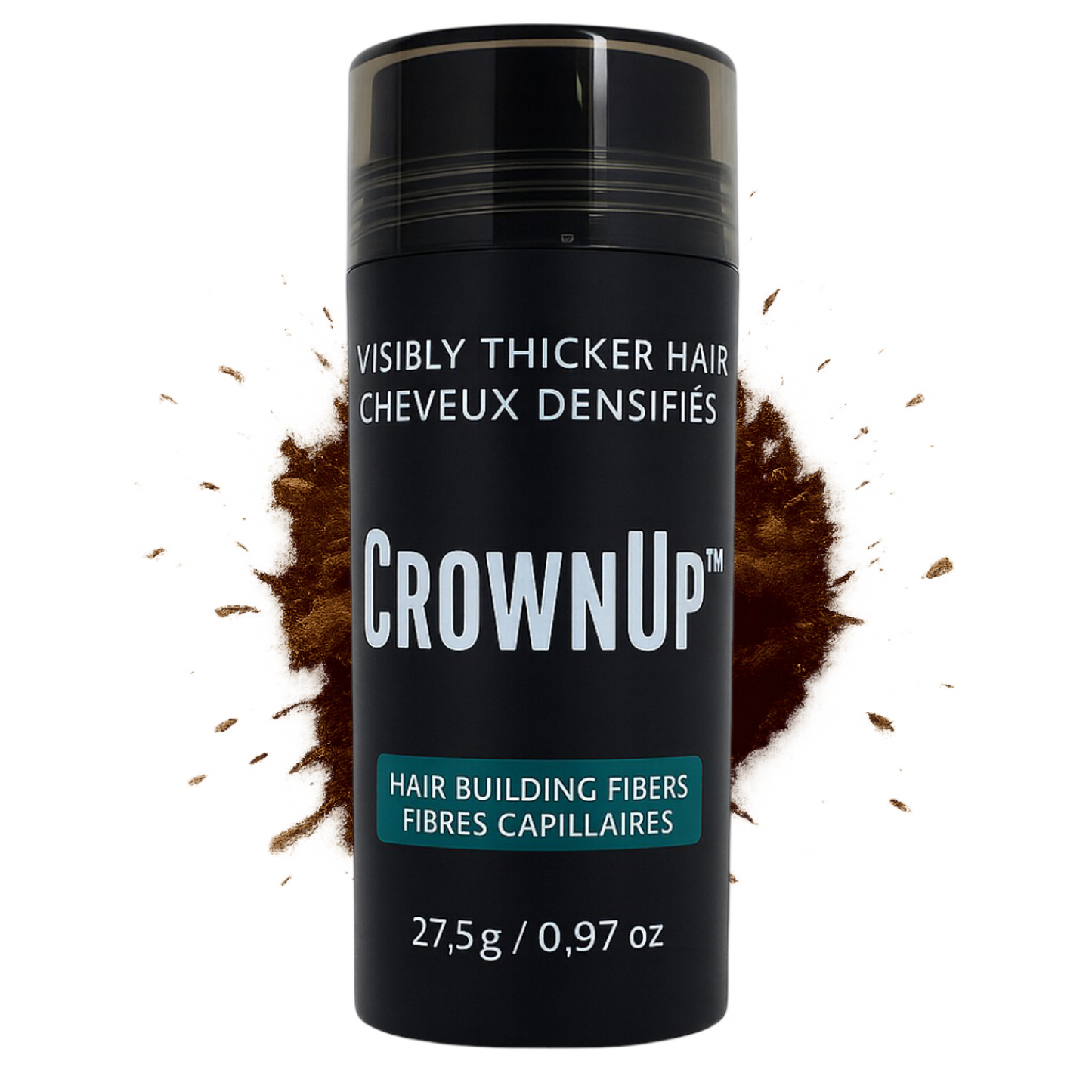 CrownUP Hair Building Fibers – Medium Brown 27.5g (Keratin Hair Thickener)